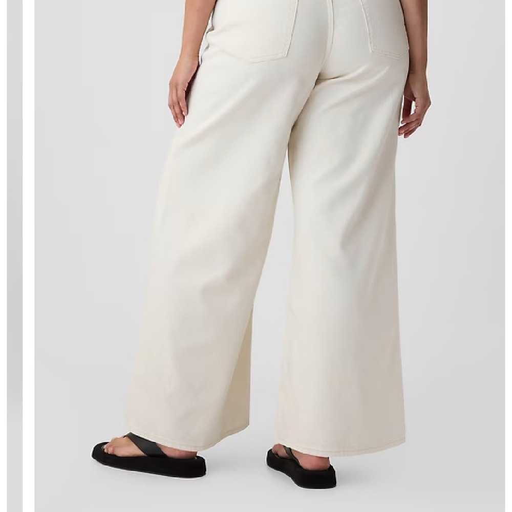 NWT Gap Women Baggy Mid Rise Wide Leg Jeans Crop Ecru Off-White Denim Sz 31 12R - Picture 2 of 15